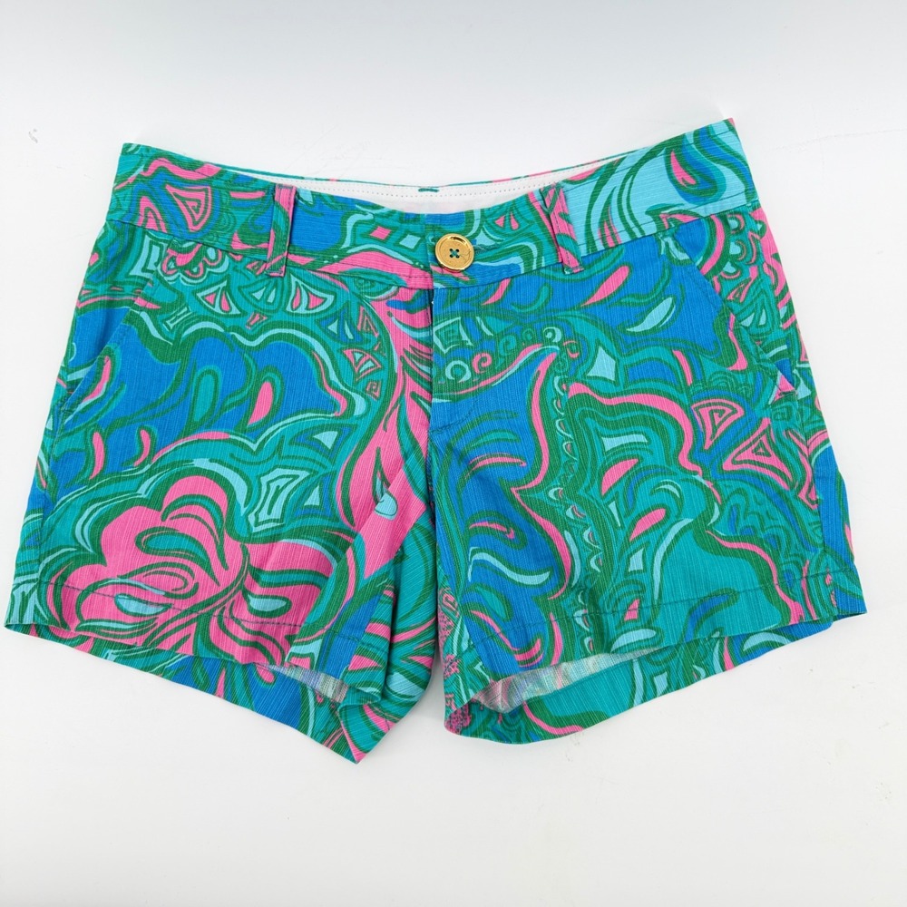 Lilly Pulitzer The Callahan Short Size 2 Lilly Lounge Print Cotton green blue